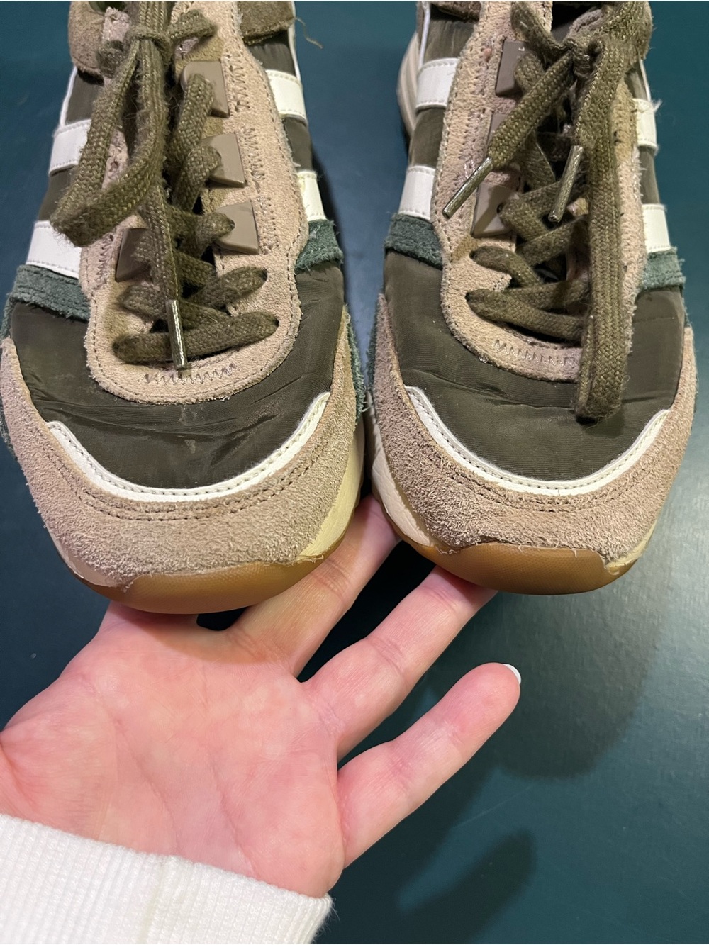 Gola Women’s Olive, Beige & Teal Retro Trainer Sneakers - Picture 12 of 14